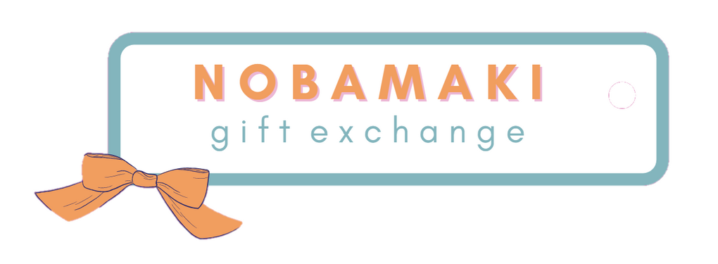 A gift tag that says "NobaMaki Gift Exchange"